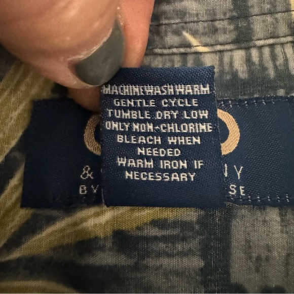 ONO & COMPANY By Liberty House Vintage Aloha Hawaiian Shirt Blue & Green Palm XL - Picture 16 of 16